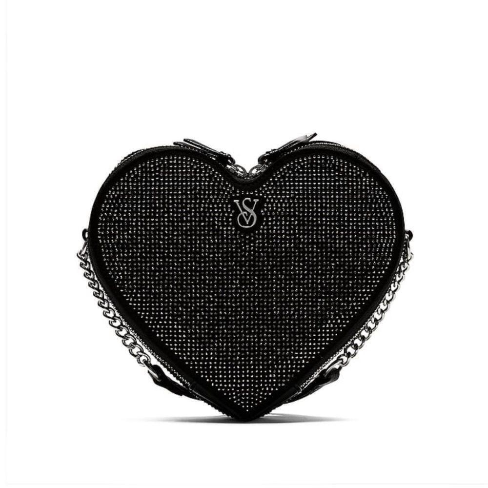 Victoria’s Secret Black Rhinestone Heart Crossbody Bag